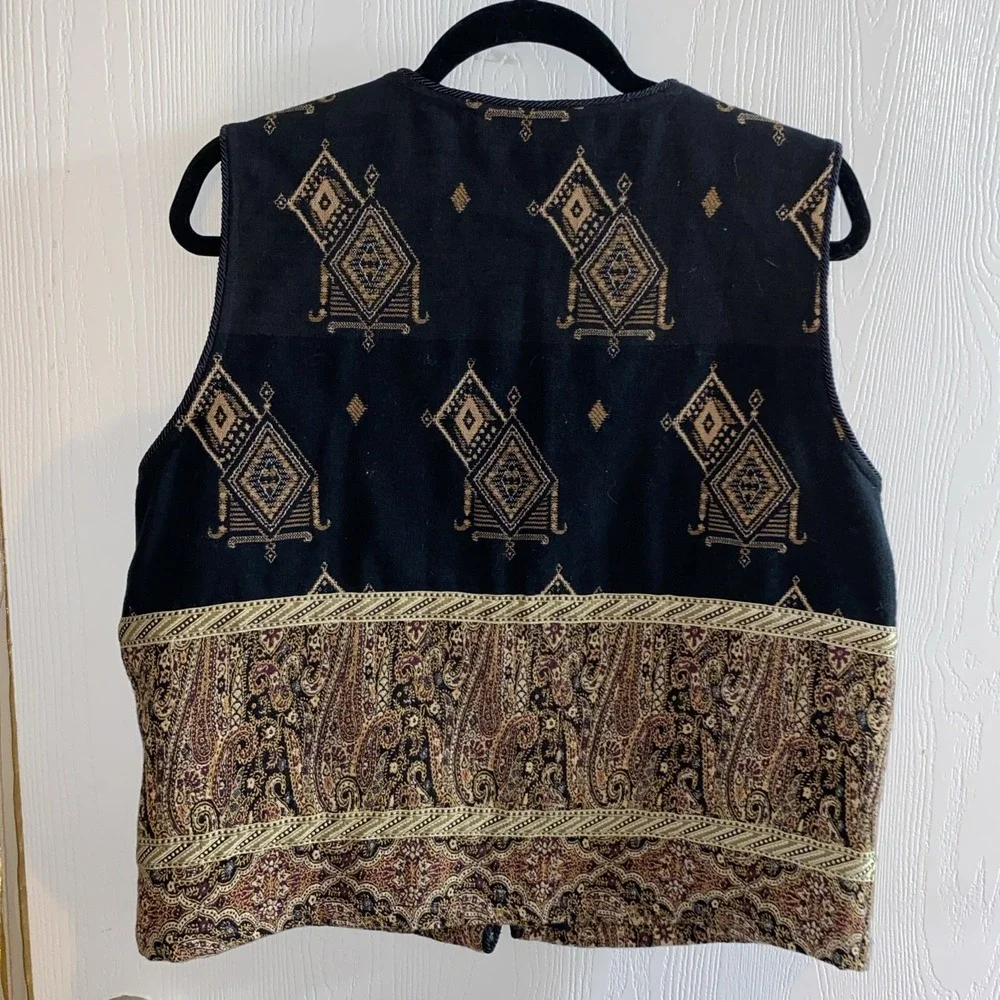Vintage Women's New Identity Vest Aztec Boho‎ Southern 2x Tapestry